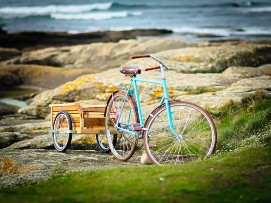 remorque vélo bois vélo hollandais