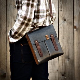 L'indispensable - Sac à main cuir et bois - couleur Miel, chocolat ou noir  vintage.