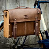 Cartable vélo cuir et bois - Chocolat, Miel ou Noir vintage